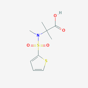 molecular formula C9H13NO4S2 B7568294 2-Methyl-2-[methyl(thiophen-2-ylsulfonyl)amino]propanoic acid 