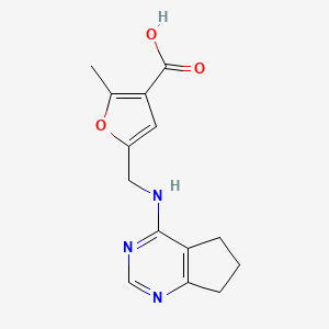 molecular formula C14H15N3O3 B7568320 5-[(6,7-dihydro-5H-cyclopenta[d]pyrimidin-4-ylamino)methyl]-2-methylfuran-3-carboxylic acid 