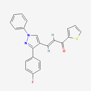 molecular formula C22H15FN2OS B7568350 (E)-3-[3-(4-fluorophenyl)-1-phenyl-pyrazol-4-yl]-1-(2-thienyl)prop-2-en-1-one 