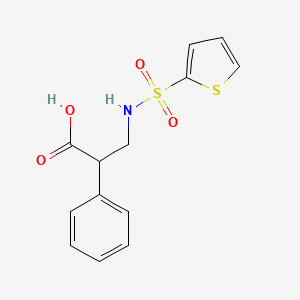 molecular formula C13H13NO4S2 B7568422 2-Phenyl-3-(thiophen-2-ylsulfonylamino)propanoic acid 