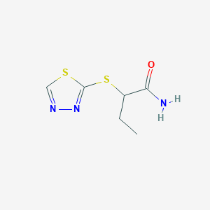 molecular formula C6H9N3OS2 B7568462 2-(1,3,4-Thiadiazol-2-ylsulfanyl)butanamide 