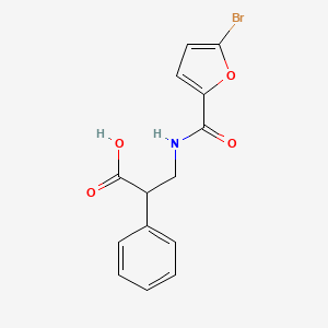 molecular formula C14H12BrNO4 B7568500 3-[(5-Bromofuran-2-carbonyl)amino]-2-phenylpropanoic acid 