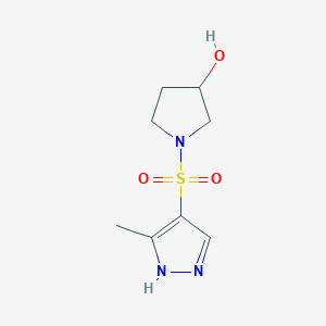 molecular formula C8H13N3O3S B7568511 1-[(5-methyl-1H-pyrazol-4-yl)sulfonyl]pyrrolidin-3-ol 
