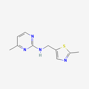 molecular formula C10H12N4S B7568574 4-methyl-N-[(2-methyl-1,3-thiazol-5-yl)methyl]pyrimidin-2-amine 