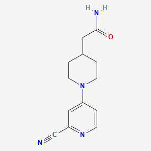 molecular formula C13H16N4O B7568615 2-[1-(2-Cyanopyridin-4-yl)piperidin-4-yl]acetamide 