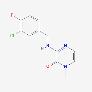 molecular formula C12H11ClFN3O B7568622 3-[(3-Chloro-4-fluorophenyl)methylamino]-1-methylpyrazin-2-one 