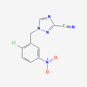 molecular formula C10H6ClN5O2 B7568651 1-[(2-Chloro-5-nitrophenyl)methyl]-1,2,4-triazole-3-carbonitrile 