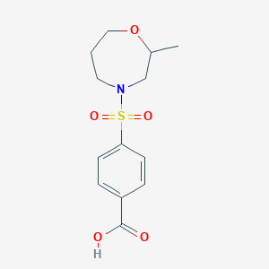 molecular formula C13H17NO5S B7568672 4-[(2-Methyl-1,4-oxazepan-4-yl)sulfonyl]benzoic acid 