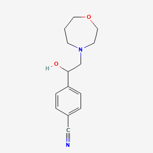 molecular formula C14H18N2O2 B7568690 4-[1-Hydroxy-2-(1,4-oxazepan-4-yl)ethyl]benzonitrile 