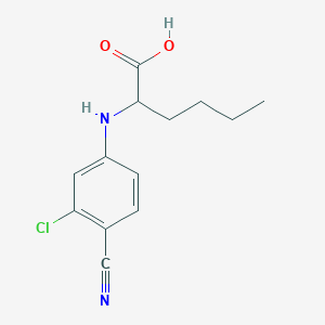 molecular formula C13H15ClN2O2 B7568693 2-(3-Chloro-4-cyanoanilino)hexanoic acid 