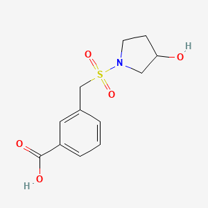 molecular formula C12H15NO5S B7568699 3-[(3-Hydroxypyrrolidin-1-yl)sulfonylmethyl]benzoic acid 