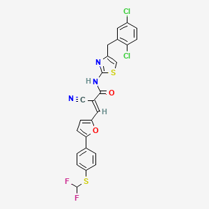 (E)-2-cyano-N-[4-[(2,5-dichlorophenyl)methyl]-1,3-thiazol-2-yl]-3-[5-[4-(difluoromethylsulfanyl)phenyl]furan-2-yl]prop-2-enamide