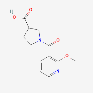 molecular formula C12H14N2O4 B7568770 1-(2-Methoxypyridine-3-carbonyl)pyrrolidine-3-carboxylic acid 