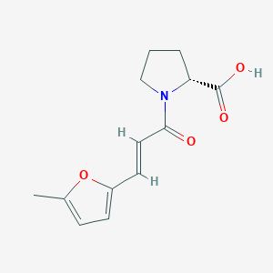 molecular formula C13H15NO4 B7568803 (2R)-1-[(E)-3-(5-methylfuran-2-yl)prop-2-enoyl]pyrrolidine-2-carboxylic acid 
