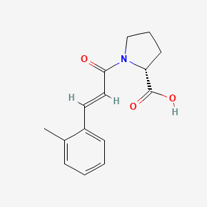 molecular formula C15H17NO3 B7568806 (2R)-1-[(E)-3-(2-methylphenyl)prop-2-enoyl]pyrrolidine-2-carboxylic acid 