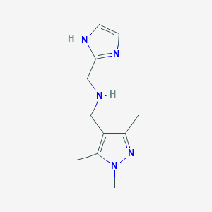 molecular formula C11H17N5 B7568885 N-(1H-imidazol-2-ylmethyl)-1-(1,3,5-trimethylpyrazol-4-yl)methanamine 
