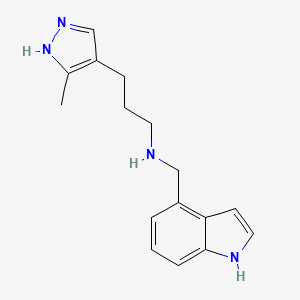 molecular formula C16H20N4 B7568888 N-(1H-indol-4-ylmethyl)-3-(5-methyl-1H-pyrazol-4-yl)propan-1-amine 