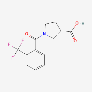 molecular formula C13H12F3NO3 B7568929 1-[2-(Trifluoromethyl)benzoyl]pyrrolidine-3-carboxylic acid 