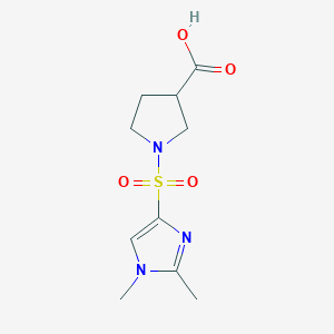 molecular formula C10H15N3O4S B7568938 1-((1,2-Dimethyl-1H-imidazol-4-yl)sulfonyl)pyrrolidine-3-carboxylic acid 