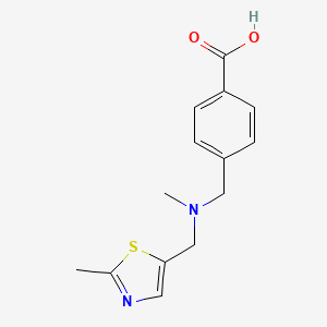 molecular formula C14H16N2O2S B7568960 4-[[Methyl-[(2-methyl-1,3-thiazol-5-yl)methyl]amino]methyl]benzoic acid 