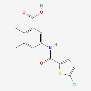 molecular formula C14H12ClNO3S B7568974 5-[(5-Chlorothiophene-2-carbonyl)amino]-2,3-dimethylbenzoic acid 
