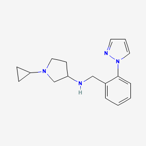 molecular formula C17H22N4 B7568982 1-cyclopropyl-N-[(2-pyrazol-1-ylphenyl)methyl]pyrrolidin-3-amine 