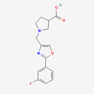 molecular formula C15H15FN2O3 B7569023 1-[[2-(3-Fluorophenyl)-1,3-oxazol-4-yl]methyl]pyrrolidine-3-carboxylic acid 