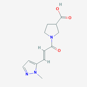 molecular formula C12H15N3O3 B7569025 1-[(E)-3-(2-methylpyrazol-3-yl)prop-2-enoyl]pyrrolidine-3-carboxylic acid 