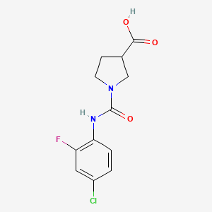 molecular formula C12H12ClFN2O3 B7569045 1-[(4-Chloro-2-fluorophenyl)carbamoyl]pyrrolidine-3-carboxylic acid 