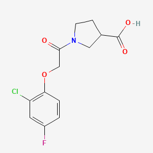 molecular formula C13H13ClFNO4 B7569058 1-[2-(2-Chloro-4-fluorophenoxy)acetyl]pyrrolidine-3-carboxylic acid 