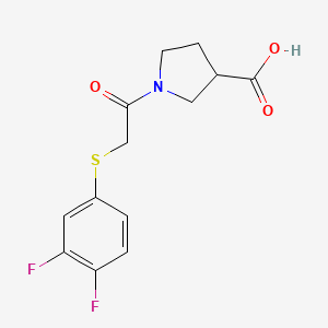 molecular formula C13H13F2NO3S B7569070 1-[2-(3,4-Difluorophenyl)sulfanylacetyl]pyrrolidine-3-carboxylic acid 