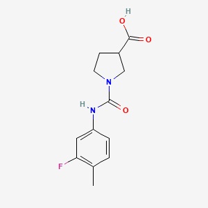 molecular formula C13H15FN2O3 B7569072 1-[(3-Fluoro-4-methylphenyl)carbamoyl]pyrrolidine-3-carboxylic acid 