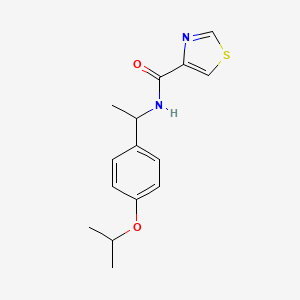 molecular formula C15H18N2O2S B7569135 N-[1-(4-propan-2-yloxyphenyl)ethyl]-1,3-thiazole-4-carboxamide 