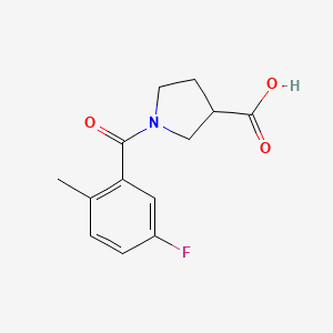 molecular formula C13H14FNO3 B7569161 1-(5-Fluoro-2-methylbenzoyl)pyrrolidine-3-carboxylic acid 