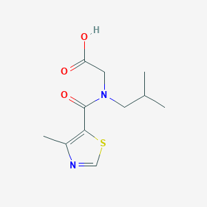 molecular formula C11H16N2O3S B7569165 2-[2-Methylpropyl-(4-methyl-1,3-thiazole-5-carbonyl)amino]acetic acid 