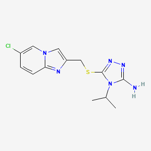 molecular formula C13H15ClN6S B7569173 5-[(6-Chloroimidazo[1,2-a]pyridin-2-yl)methylsulfanyl]-4-propan-2-yl-1,2,4-triazol-3-amine 