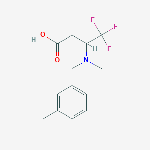 molecular formula C13H16F3NO2 B7569179 4,4,4-Trifluoro-3-[methyl-[(3-methylphenyl)methyl]amino]butanoic acid 