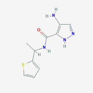 molecular formula C10H12N4OS B7569201 4-amino-N-(1-thiophen-2-ylethyl)-1H-pyrazole-5-carboxamide 