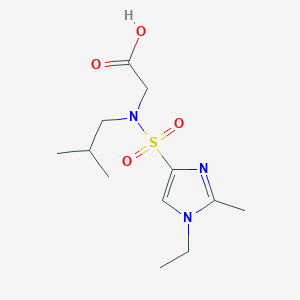 molecular formula C12H21N3O4S B7569205 2-[(1-Ethyl-2-methylimidazol-4-yl)sulfonyl-(2-methylpropyl)amino]acetic acid 