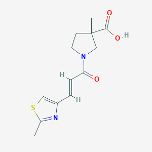 molecular formula C13H16N2O3S B7569270 3-methyl-1-[(E)-3-(2-methyl-1,3-thiazol-4-yl)prop-2-enoyl]pyrrolidine-3-carboxylic acid 