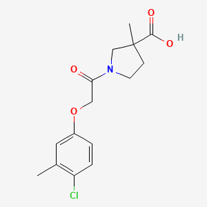 molecular formula C15H18ClNO4 B7569278 1-[2-(4-Chloro-3-methylphenoxy)acetyl]-3-methylpyrrolidine-3-carboxylic acid 