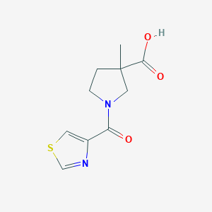 molecular formula C10H12N2O3S B7569286 3-Methyl-1-(1,3-thiazole-4-carbonyl)pyrrolidine-3-carboxylic acid 