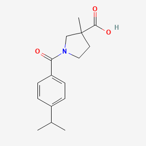 molecular formula C16H21NO3 B7569298 3-Methyl-1-(4-propan-2-ylbenzoyl)pyrrolidine-3-carboxylic acid 