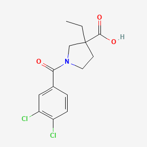 molecular formula C14H15Cl2NO3 B7569303 1-(3,4-Dichlorobenzoyl)-3-ethylpyrrolidine-3-carboxylic acid 