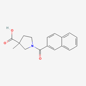 molecular formula C17H17NO3 B7569325 3-Methyl-1-(naphthalene-2-carbonyl)pyrrolidine-3-carboxylic acid 
