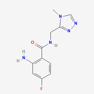 molecular formula C11H12FN5O B7569331 2-amino-4-fluoro-N-[(4-methyl-1,2,4-triazol-3-yl)methyl]benzamide 