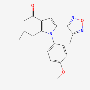 molecular formula C20H21N3O3 B7569385 1-(4-Methoxy-phenyl)-6,6-dimethyl-2-(4-methyl-furazan-3-yl)-1,5,6,7-tetrahydro-indol-4-one 