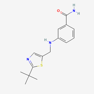 molecular formula C15H19N3OS B7569413 3-[(2-Tert-butyl-1,3-thiazol-5-yl)methylamino]benzamide 
