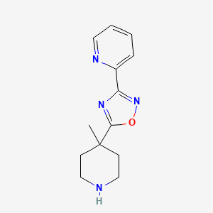 molecular formula C13H16N4O B7569450 5-(4-Methylpiperidin-4-yl)-3-(pyridin-2-yl)-1,2,4-oxadiazole 