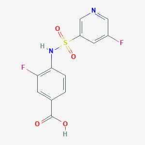 molecular formula C12H8F2N2O4S B7569489 3-Fluoro-4-[(5-fluoropyridin-3-yl)sulfonylamino]benzoic acid 